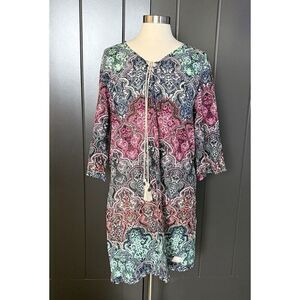 Odd Molly Women's Purple Green Shirt Dress Tunic Size L/XL Paisley Hippie Boho